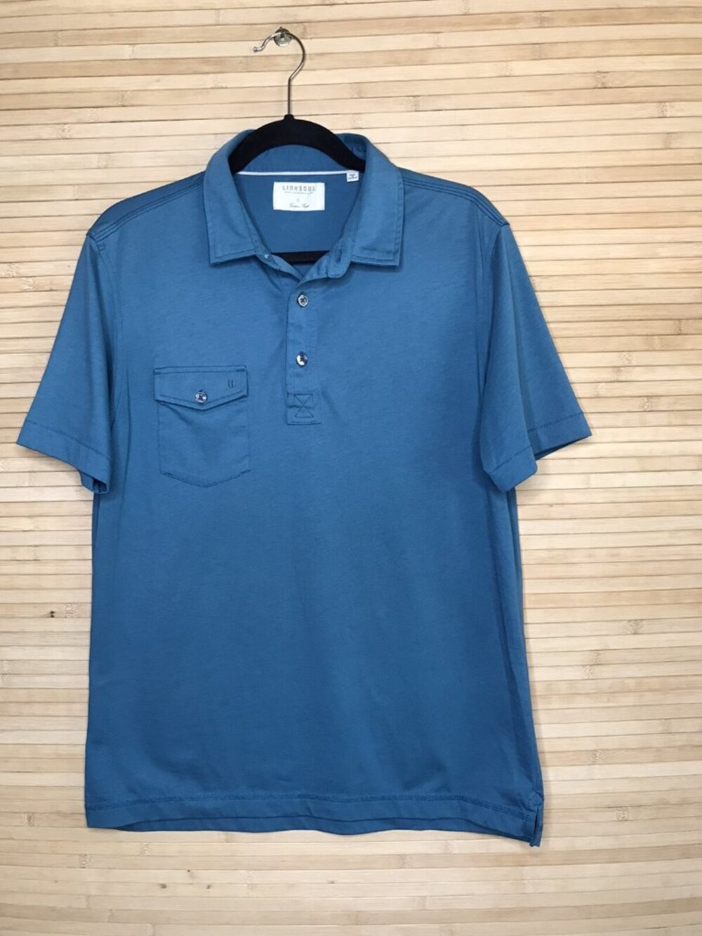 Linksoul Men's Short Sleeve Polo Shirt Size S Small Blue
